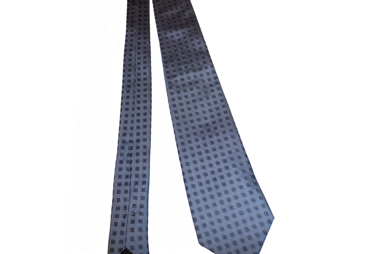 Cravatta sartoriale Proust in jacquard di seta azzurra, dettagli, Q7LAB Made in Italy