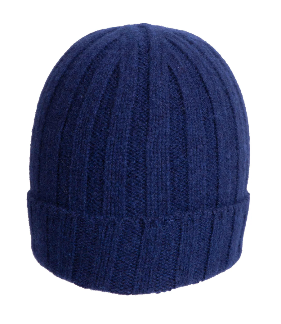 Berretto in lana Merinos e cashmere a coste di Q7LAB, accessorio caldo e elegante fatto in Italia.