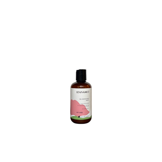 Gel igienizzante per zampe di cani di marca Izanami, cosmetici biologici per la cura degli animali.