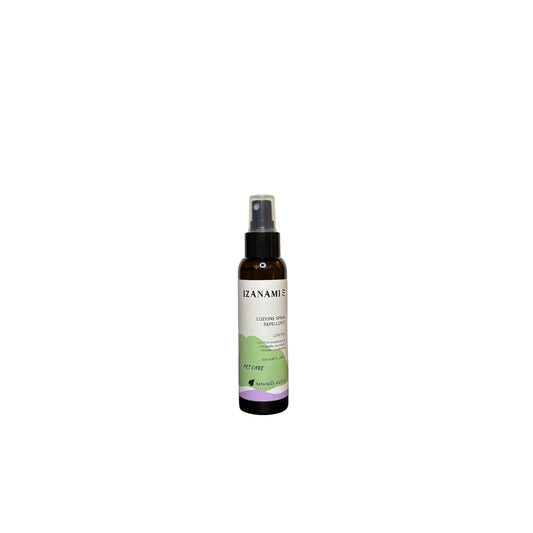Spray repellente biologico Izanami per cani, cosmetici naturali per protezione e cura degli animali domestici.