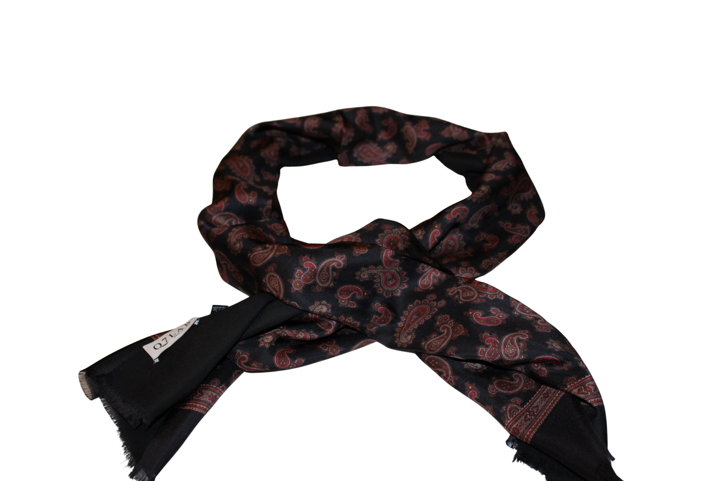 Sciarpa tubolare sartoriale in twill di seta paisley blu navy - Q7LAB | Italian brand of luxury accessories crafted by artisans