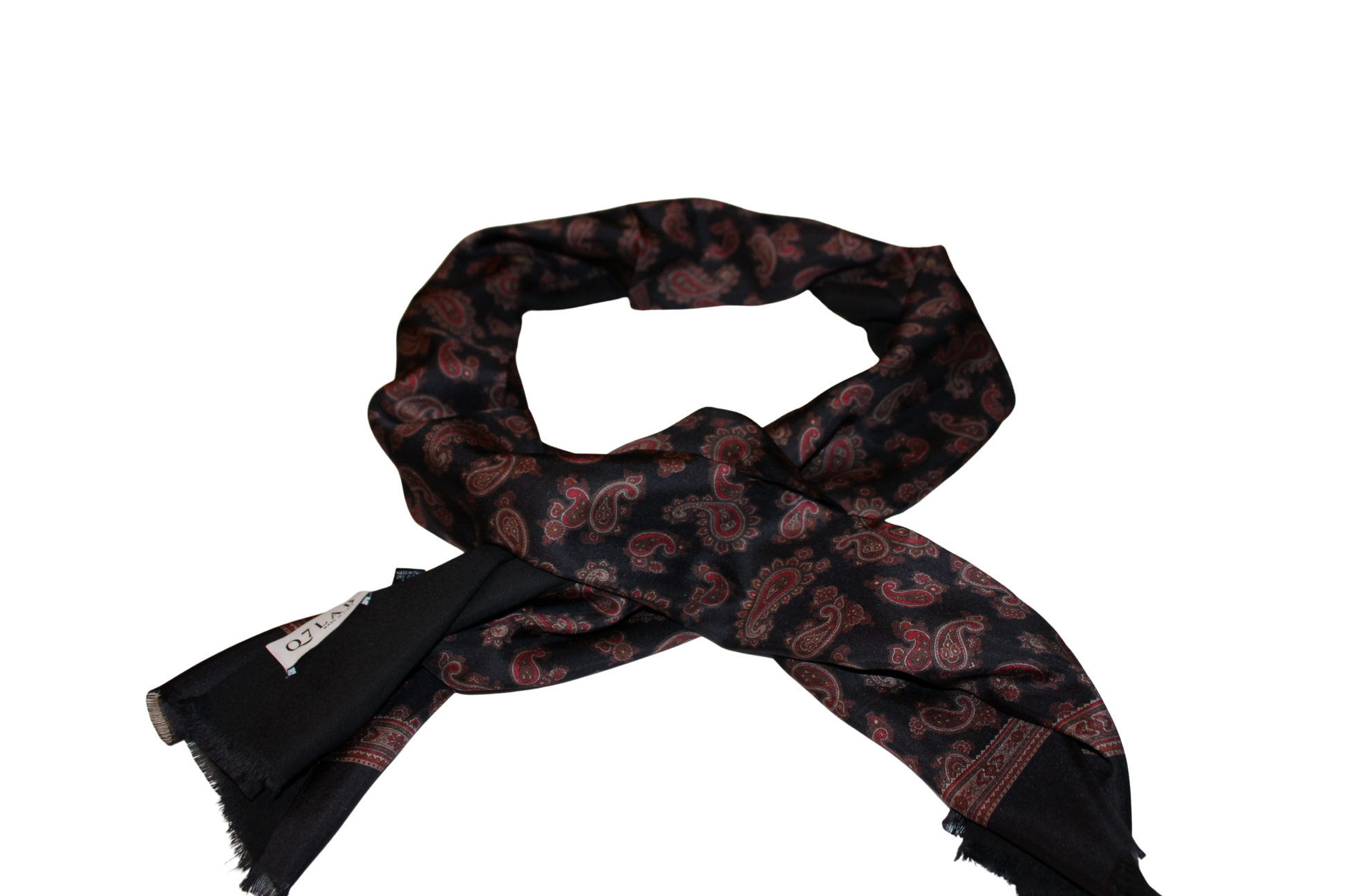 Sciarpa tubolare sartoriale in twill di seta paisley blu navy - Q7LAB | Italian brand of luxury accessories crafted by artisans