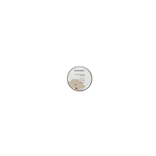 Scrub viso e corpo delicato di Izanami, cosmetico biologico esfoliante per pelle morbida e rinnovata
