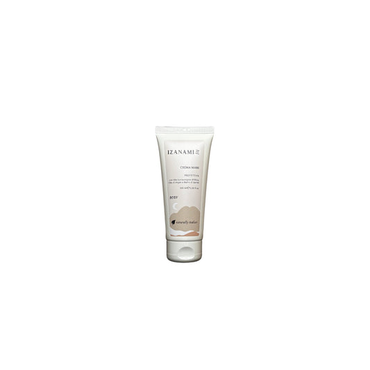 Crema mani protettiva biologica Izanami, confezione con tubo di crema per la cura e protezione della pelle delle mani