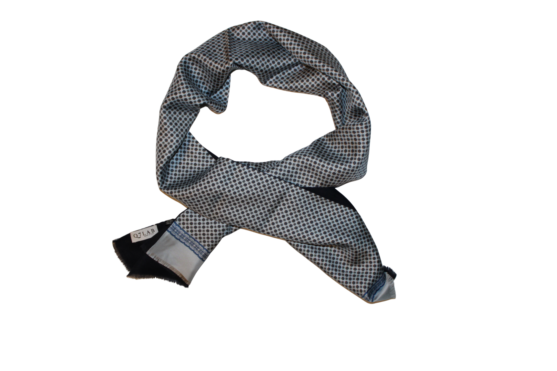 Sciarpa tubolare sartoriale in twill di seta bianco argento - Q7LAB | Italian brand of luxury accessories crafted by artisans