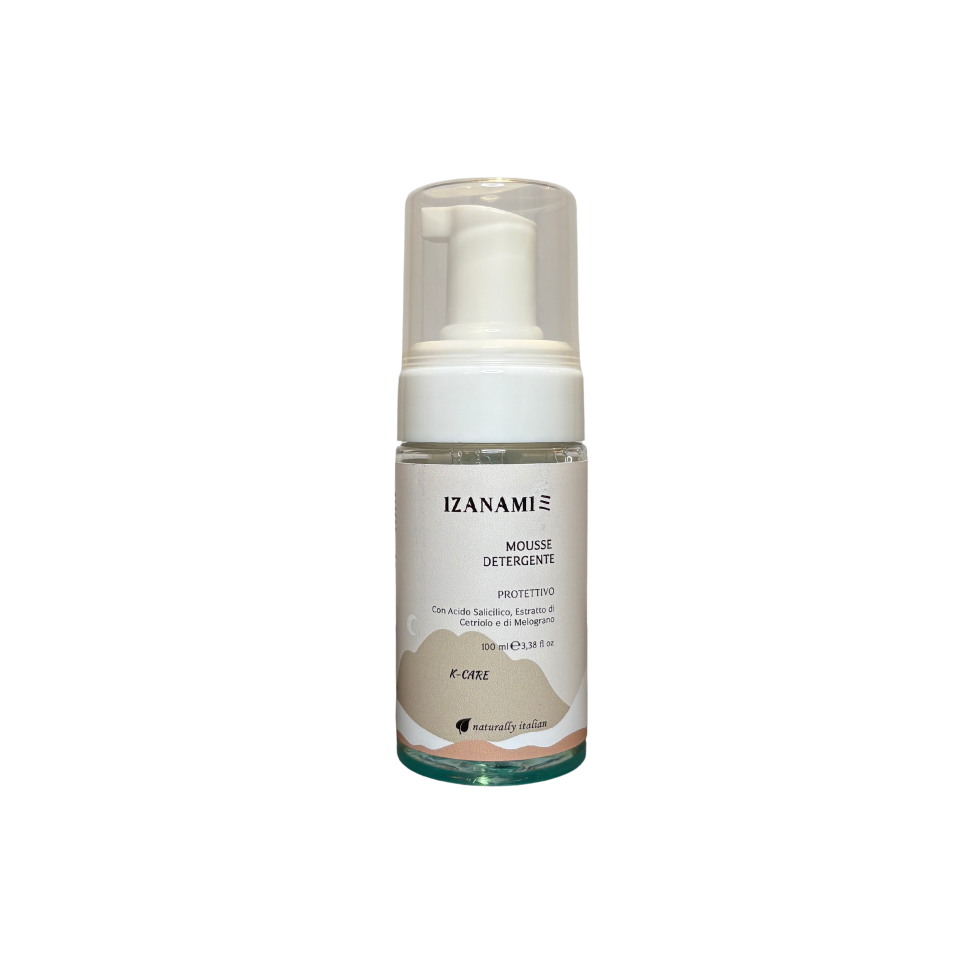 Mousse detergente protettivo biologica per il viso, con formula delicata e naturale, brand Izanami.