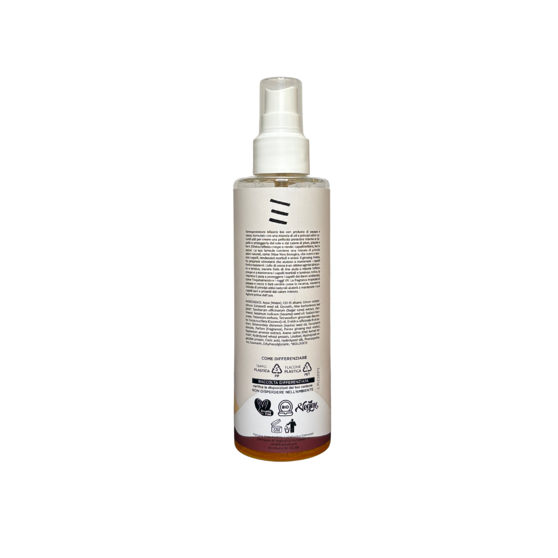 Izanami Q7Lab biphasic heat-protective hair oil lightweight nourishing leave-in treatment that protects hair from heat styling and improves softness and shine