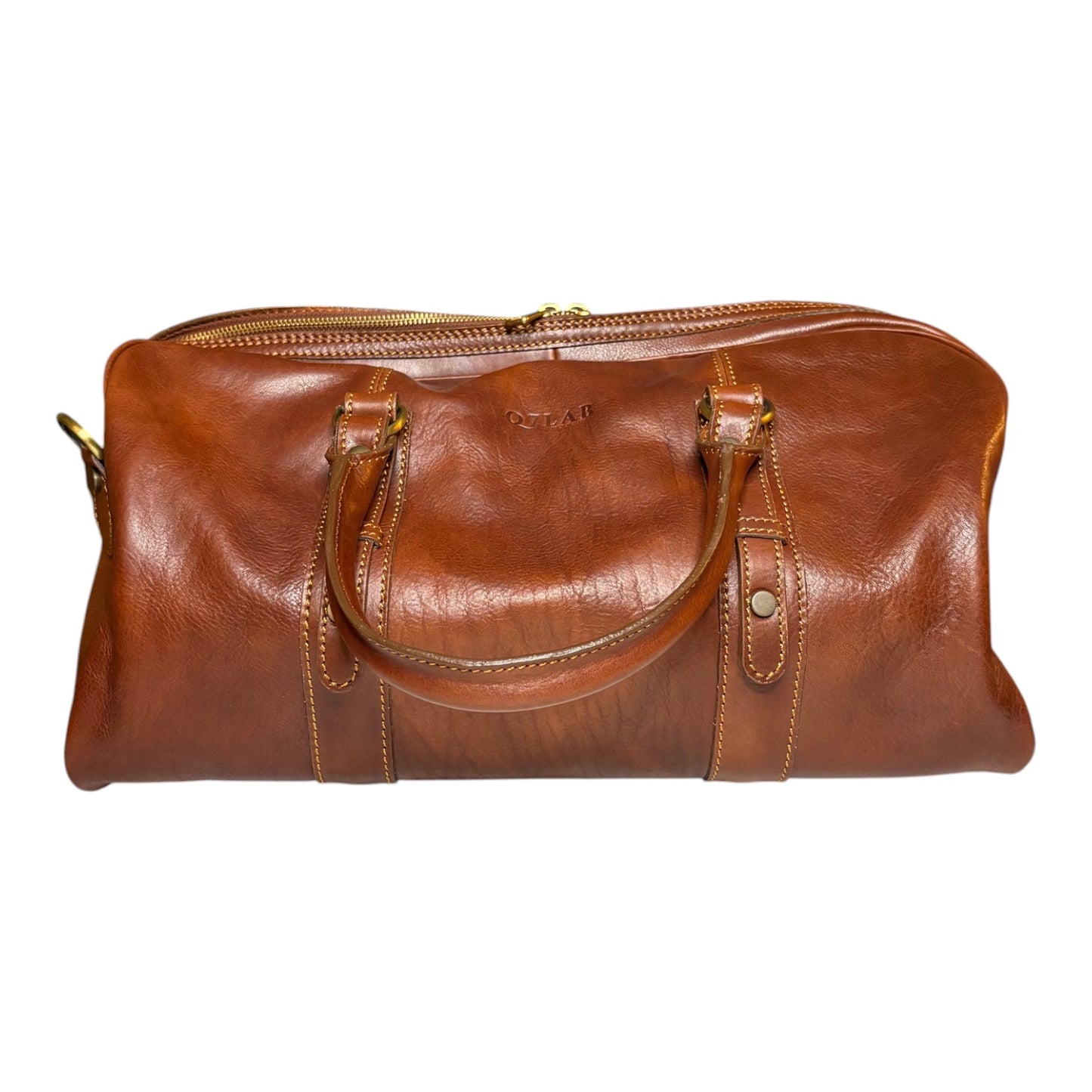 Borsone da viaggio in pelle Q7LAB Zeus, grande borsa per trasporto, con manici robusti e tasche esterne.