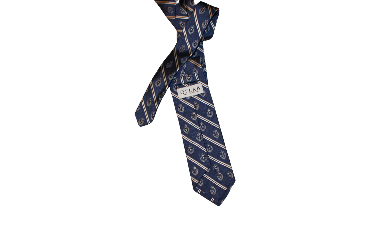 Cravatta sartoriale Machiavelli in jacquard di seta a righe blu e argento - Q7LAB | Italian brand of luxury accessories crafted by artisans