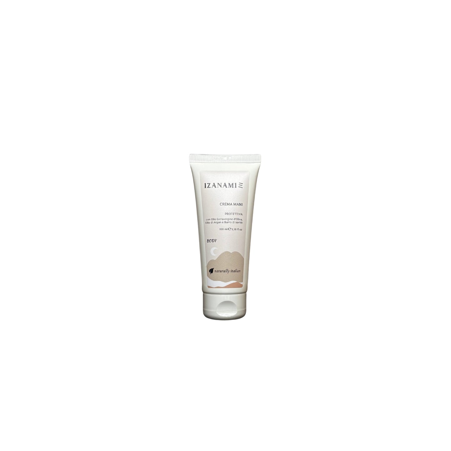 Crema mani protettiva biologica Izanami, confezione con tubo di crema per la cura e protezione della pelle delle mani