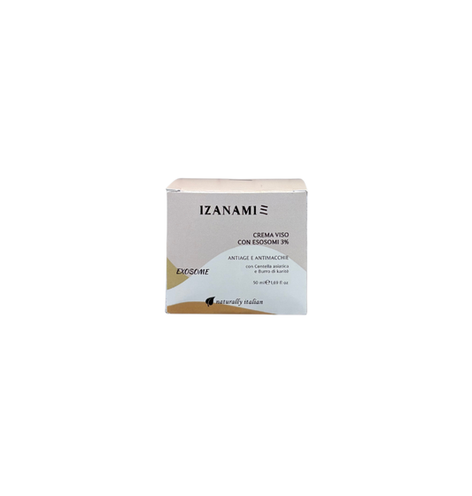 Crema viso con esosomi 3% di Izanami, cosmetico biologico per la cura della pelle del viso.