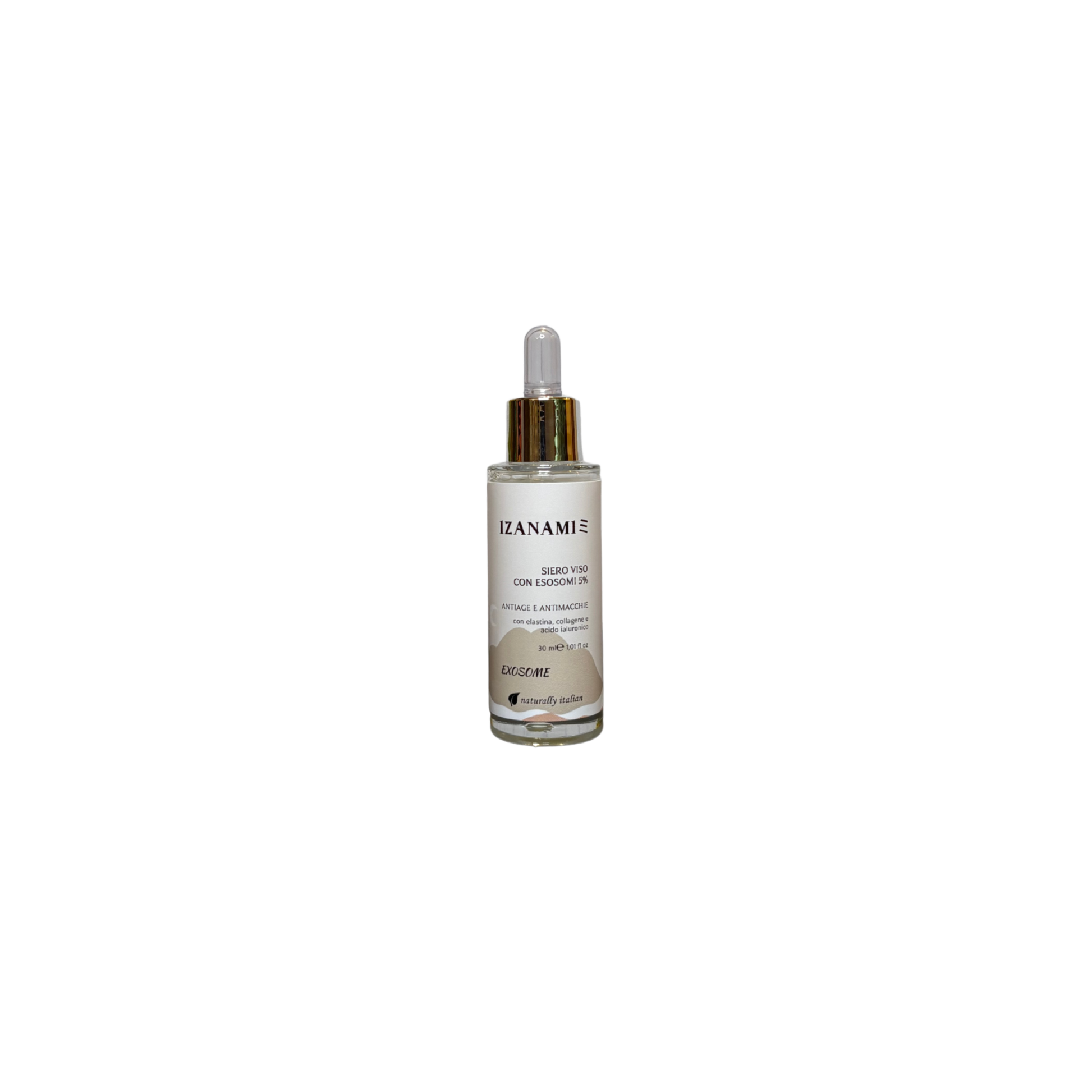 Siero viso biologico con esosomi 5% di Izanami, flacone con pipetta, applicatore per trattamento viso naturale e nutriente