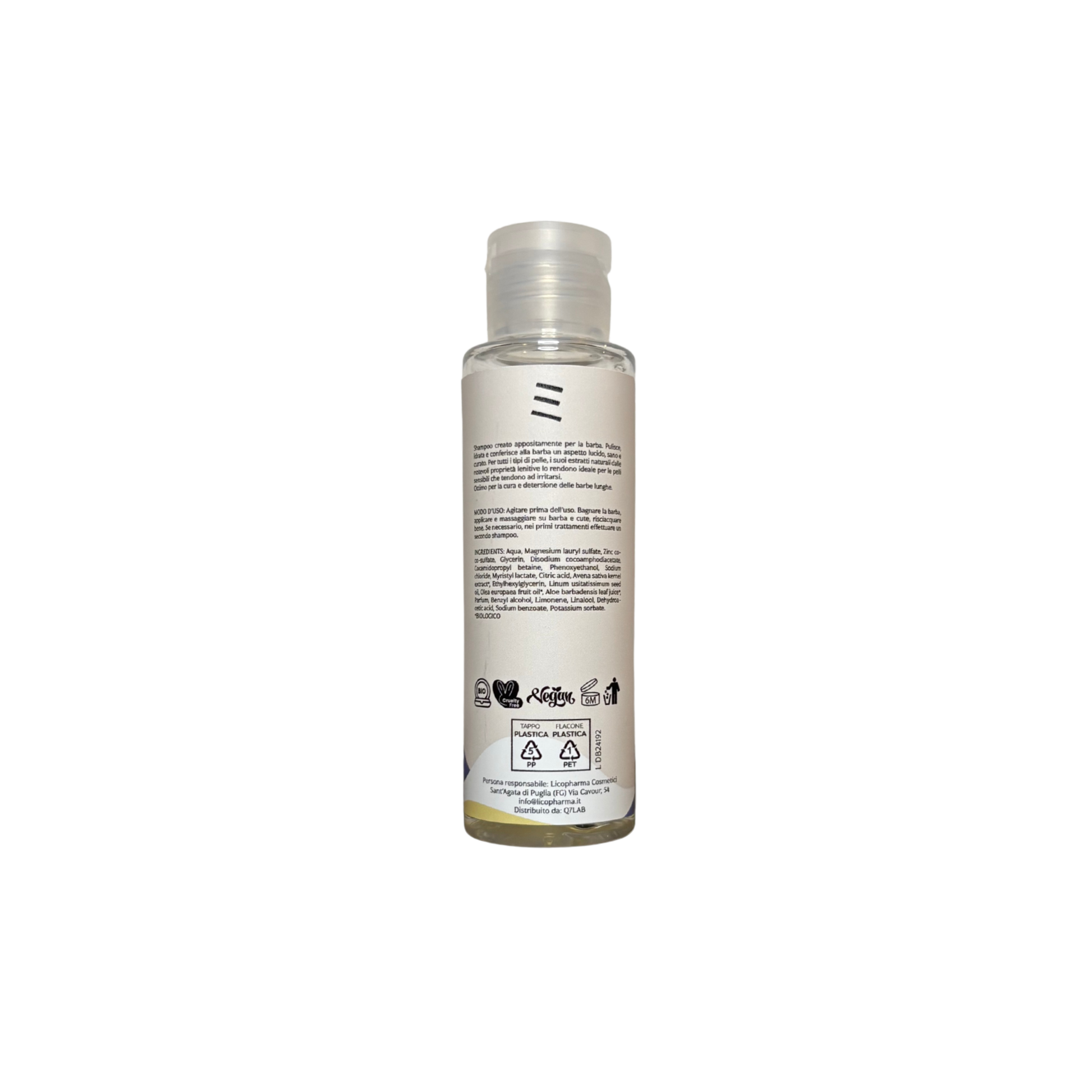 Izanami Q7Lab beard shampoo gentle cleansing and hydrating formula for daily beard care, leaving hair soft, fresh and purified