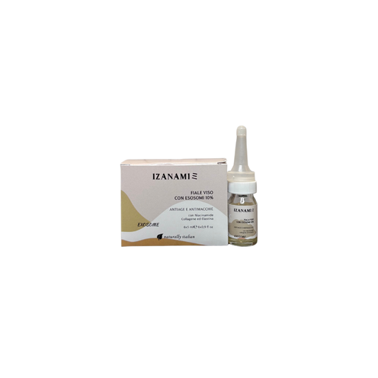 Fiale viso con esosomi IZANAMI, cosmetici biologici per la cura della pelle, contenuto 10% di esosomi viso.