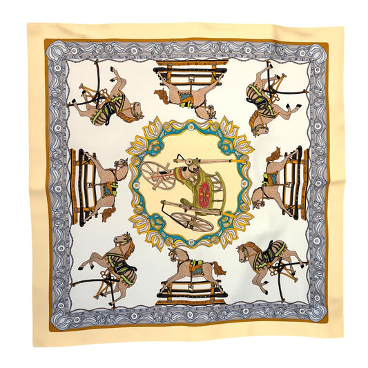 Foulard Varenne in seta con motivo barocco, accessori donna di Q7LAB, elegante e raffinato, con disegno barocco colorato.