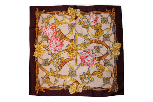 Foulard Artemide in seta con motivo barocco, bordeaux, rosso - Q7LAB, Italian brand of luxury accessories crafted by artisans