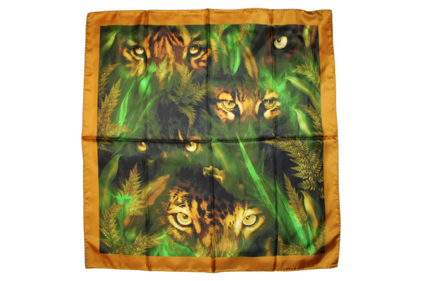 Foulard Bastet in seta, con motivo animalier, Q7LAB Made in Italy