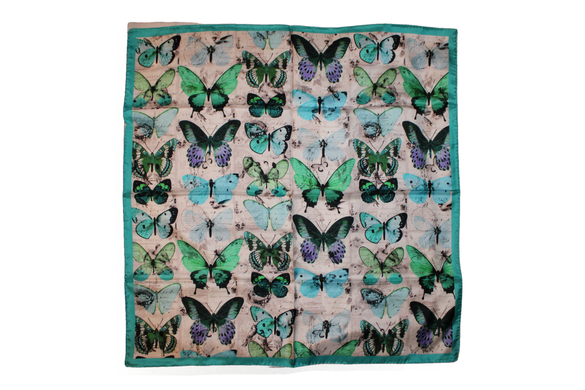 Foulard Butterfly in seta, con motivo animalier, farfalle, verde,  Q7LAB Made in Italy