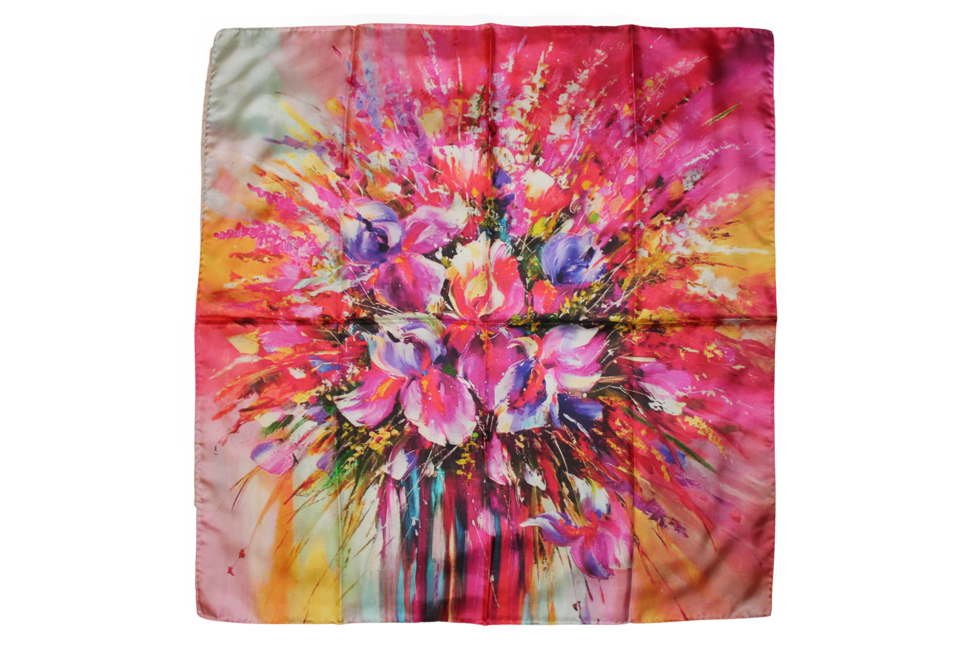 Foulard Lakshmi in seta, con motivo floreale, Q7LAB Made in Italy