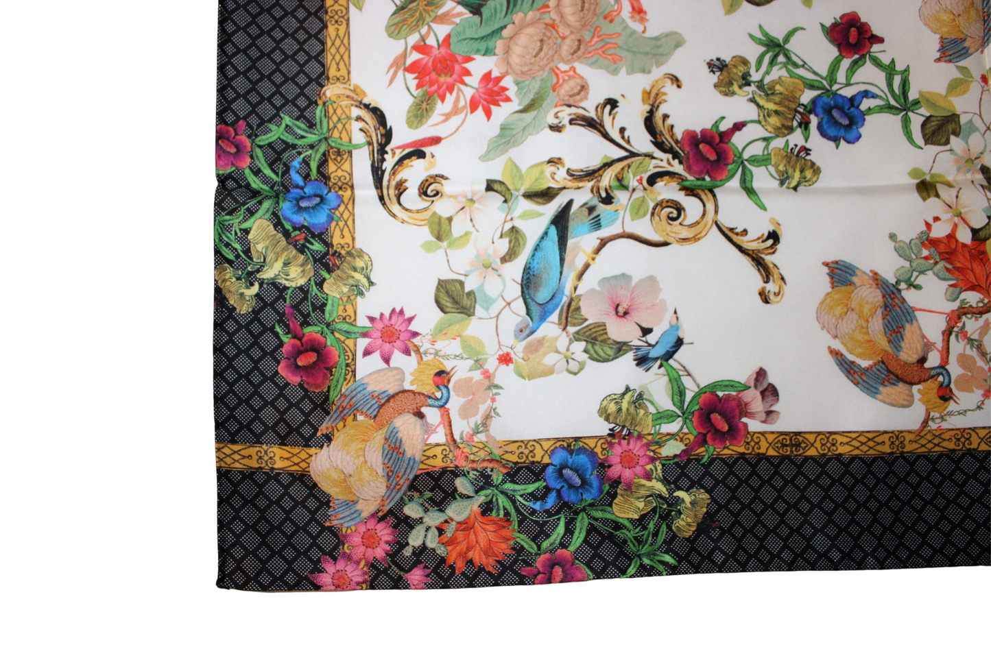 Foulard Venere in seta con motivo floreale colorato blu, rosso, giallo, verde Q7LAB