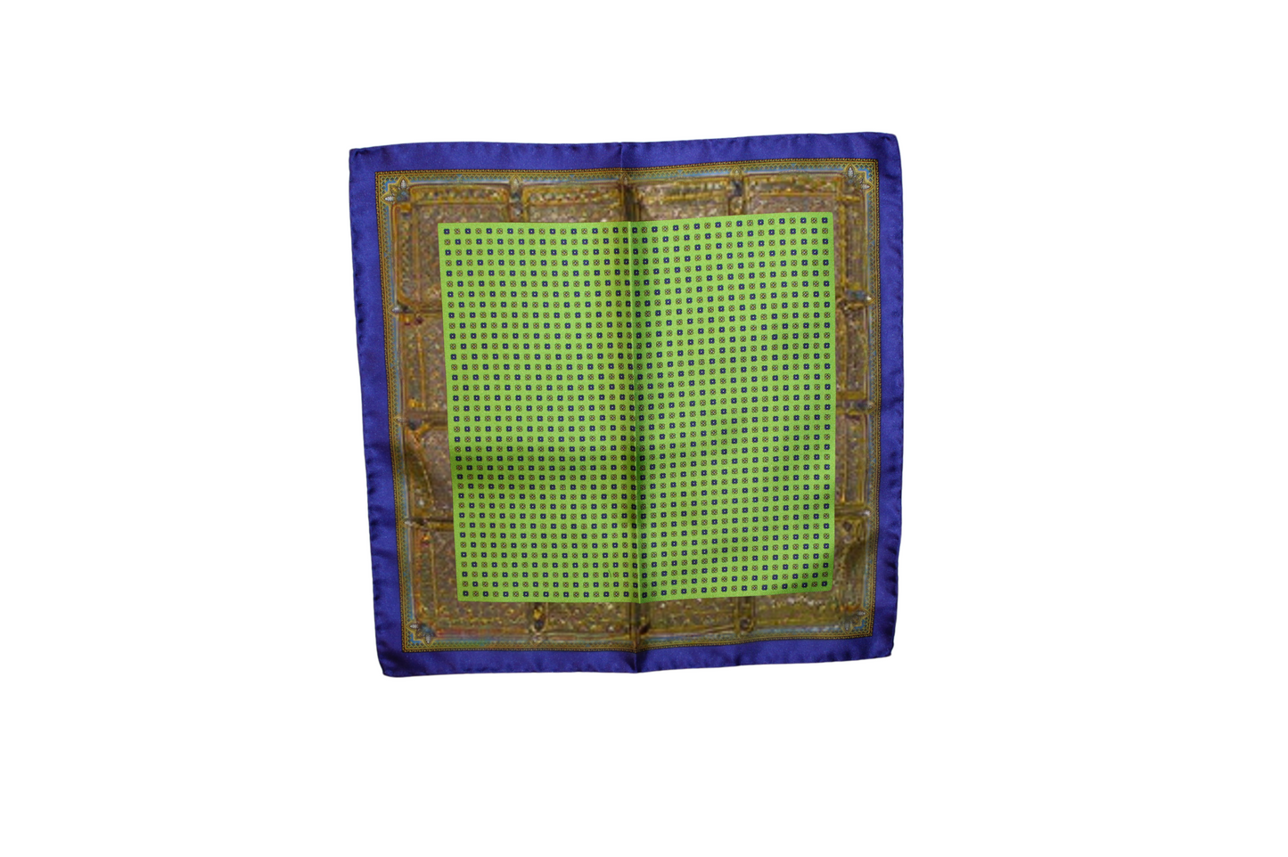 Pochette sartoriale Hesse in twill di seta verde, Q7LAB Made in Italy