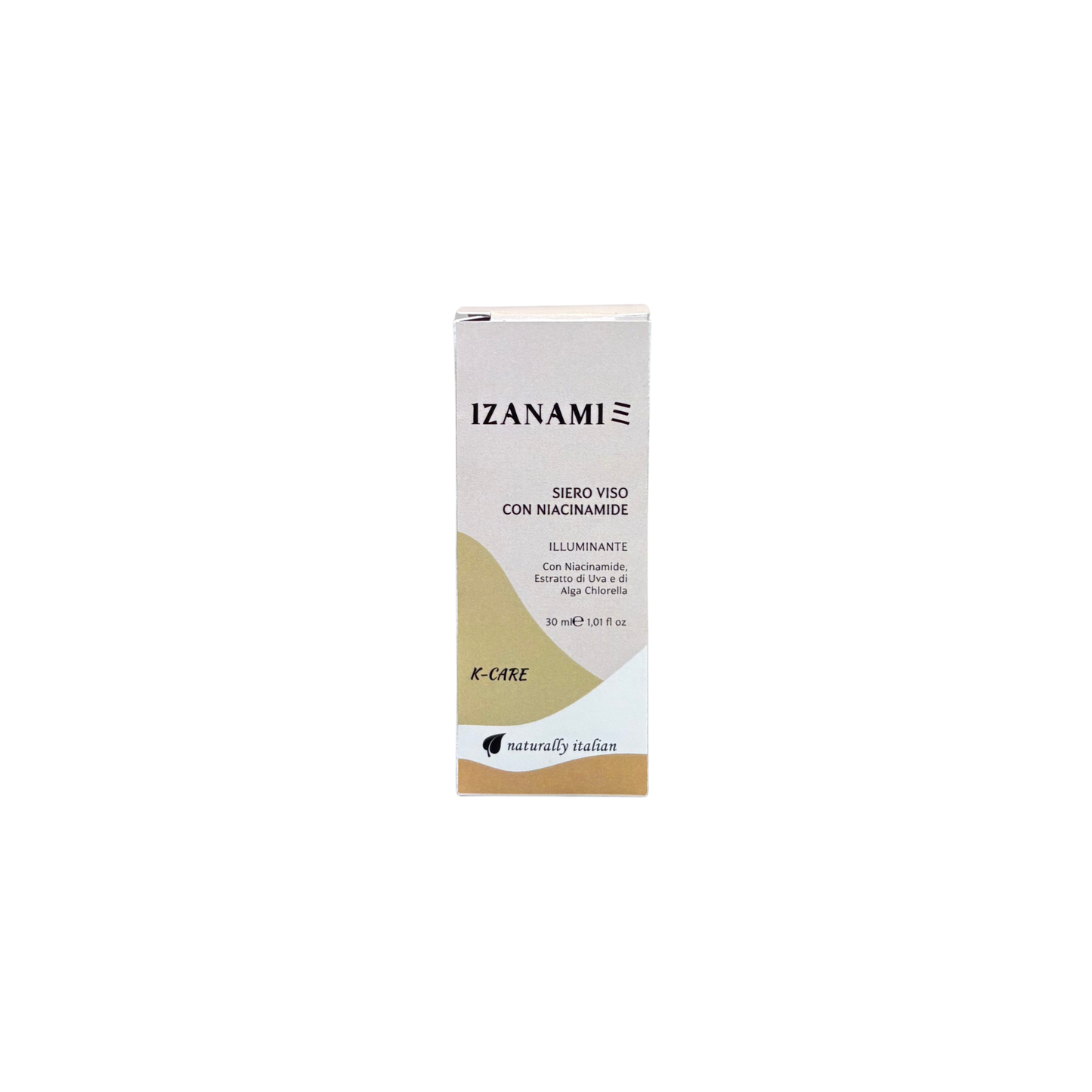 Siero viso illuminante con niacinamide di Izanami, cosmetico biologico per la cura della pelle del viso.