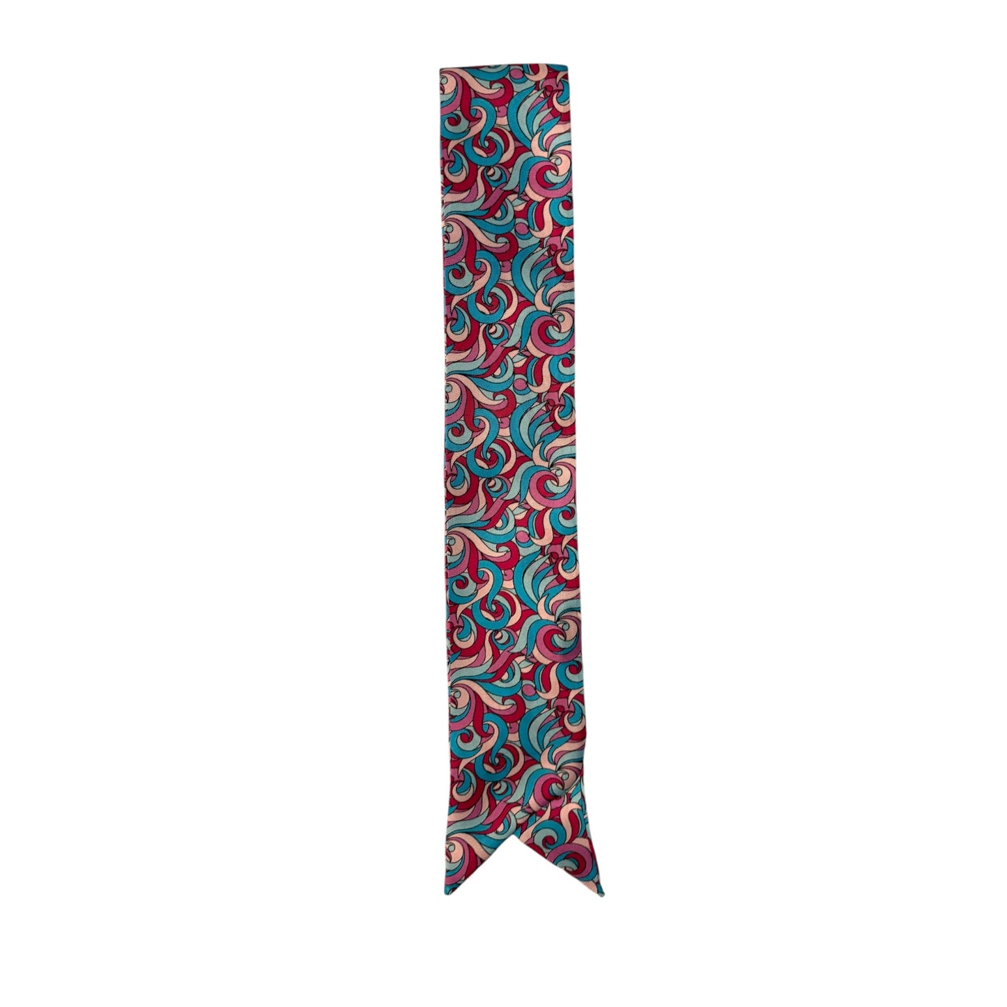 Twilly sartoriale in twill di seta rosa azzurro, accessorio donna di Q7LAB con design elegante e raffinato
