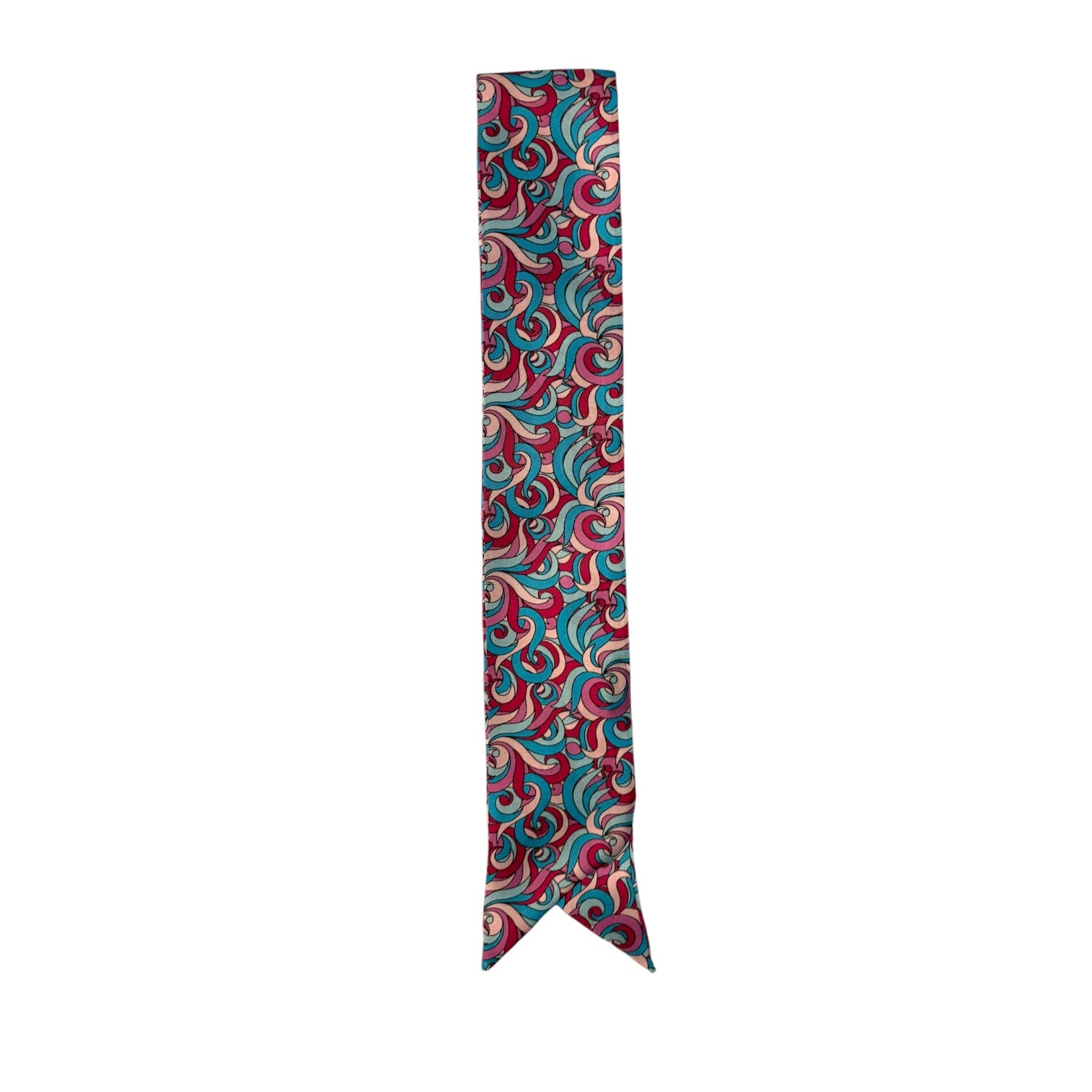 Twilly sartoriale in twill di seta rosa azzurro, accessorio donna di Q7LAB con design elegante e raffinato