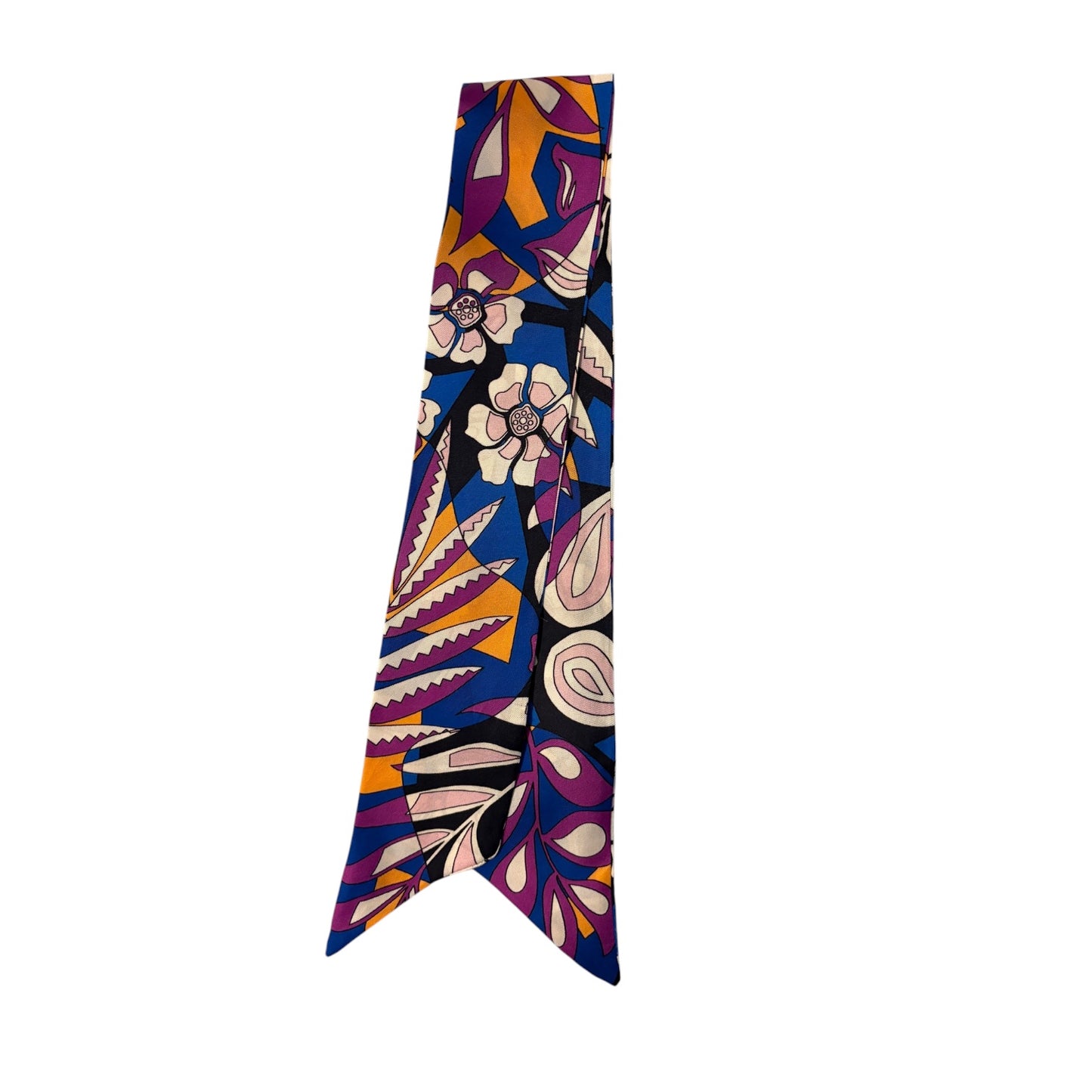 Twilly sartoriale in twill di seta viola di Q7LAB, accessorio donna elegante e colorato per capelli o sciarpe.