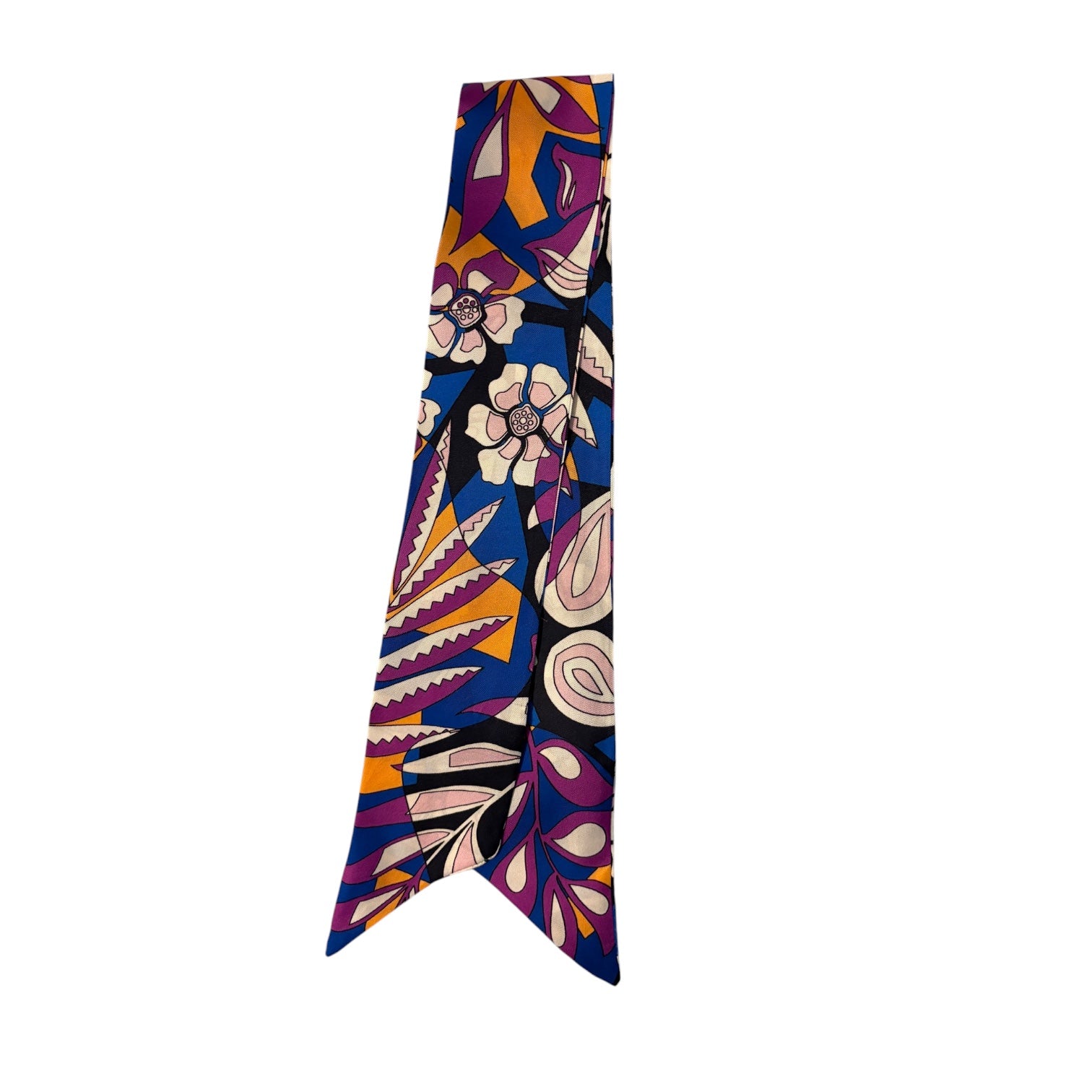 Twilly sartoriale in twill di seta viola di Q7LAB, accessorio donna elegante e colorato per capelli o sciarpe.