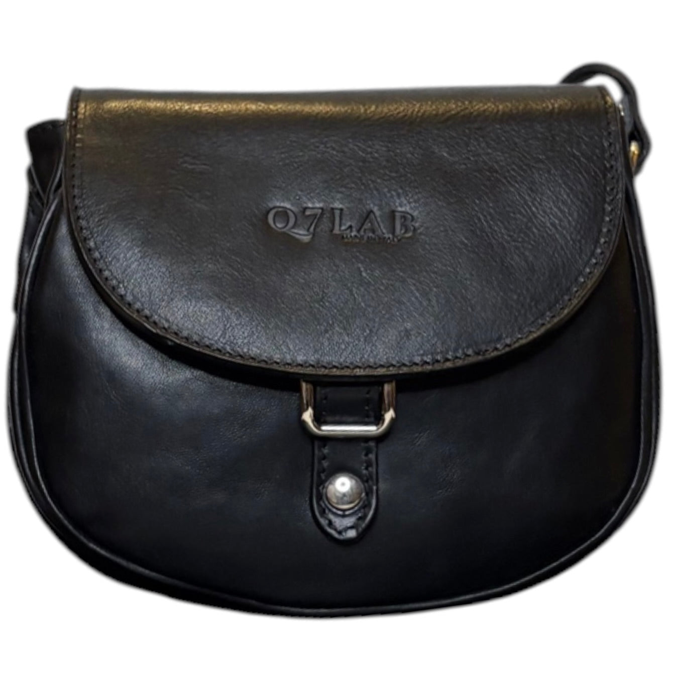 Borsa tracolla Aphrodite di Q7LAB in pelle con dettagli eleganti e tracolla regolabile, vista frontale.