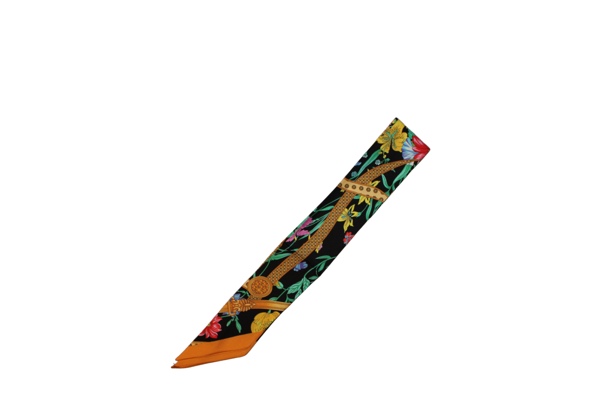 Twilly sartoriale Hepburn in twill di seta nero, seta di Como, Q7LAB Made in Italy
